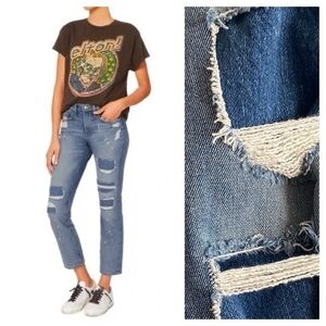 Frame Le Boy Distressed Cropped Jeans 27